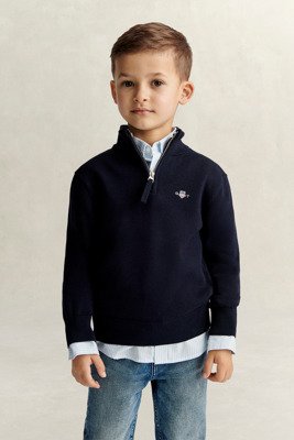Gant Kids Shield Cotton Half Zip Sweater Navy 110 Gant Kids Shield Cotton Half Zip Sweater Navy 110