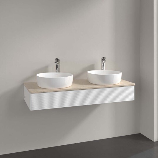 Villeroy & Boch Antao Servantskap med 1 skuff 120x50x19 cm u/lys Hvit Matt/Crème Villeroy & Boch Antao Servantskap med 1 skuff 120x50x19 cm u/lys Hvit Matt/Crème