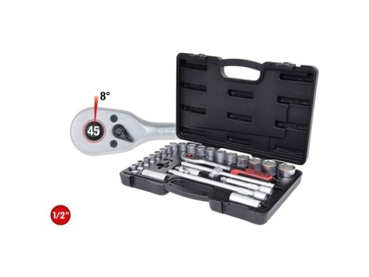 Ks Tools 917.0728, Støpselsett, 1/2", 28 Hoder, Kromvanadiumstål, 4,2 Kg