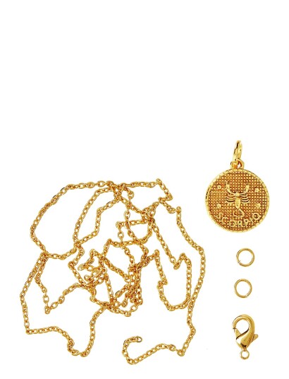 Me & My Box Zodiac Coin Pendant And Chain Set, Scorpio - Gold - ONE SIZE