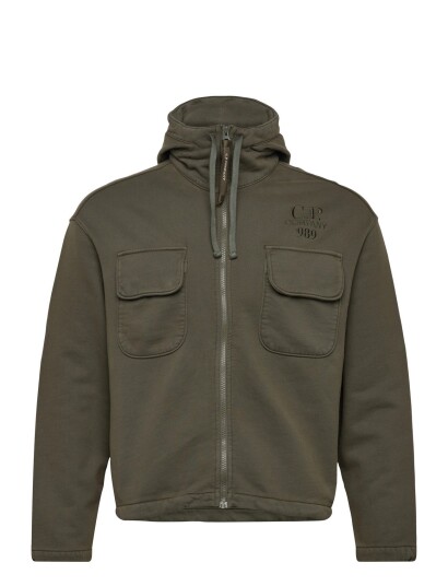C.P. Company Brushed And Emerized Diagonal Fleece Hooded Utility Sweatshirt Khaki green XXL C.P. Company Brushed And Emerized Diagonal Fleece Hooded Utility Sweatshirt Khaki green XXL