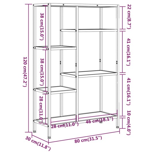 vidaXL Bokhylle 80x30x120 cm st?l og konstruert tre vidaXL Bokhylle 80x30x120 cm st?l og konstruert tre