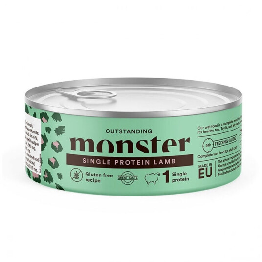 Monster Kattemat Lamb 100 g - Fullverdig Våtfôr for Voksne Katter med Lam