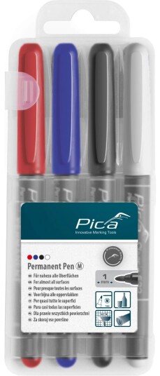 Pica Marker Permanentpenn M 1mm   R??d Bl?? Svart Hvit