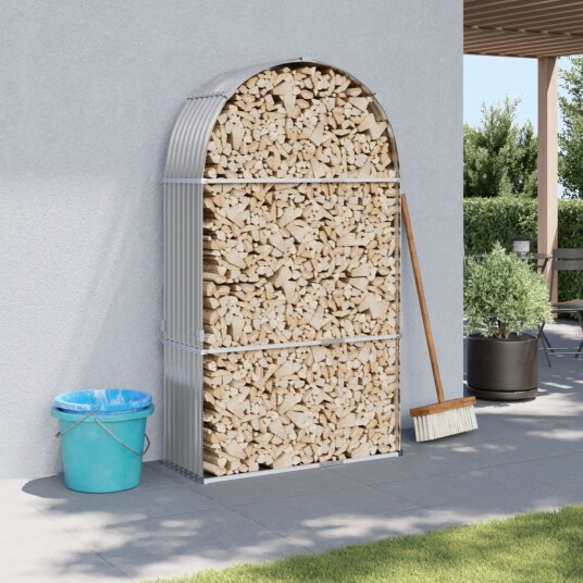 Vedholder lysegrå 120x45x210 cm galvanisert stål