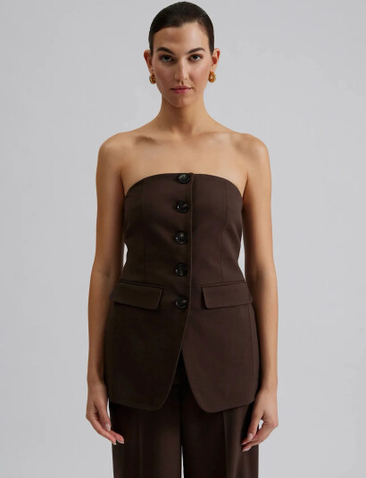 Malina Lex Tailored Bustier Top   Brown   M