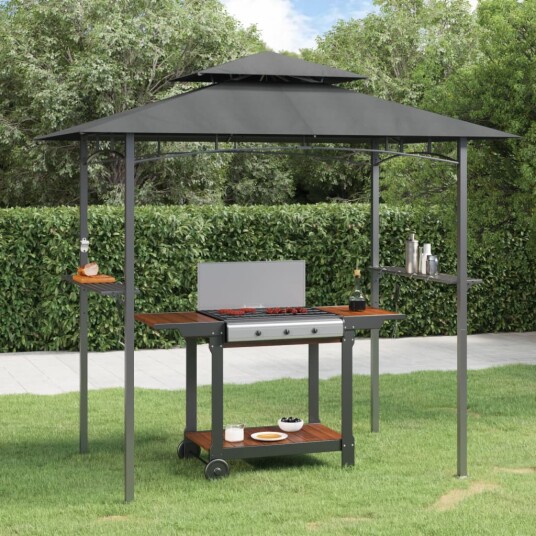 vidaXL Grilltelt med sidehyller antrasitt 240x150x243 cm stål vidaXL Grilltelt med sidehyller antrasitt 240x150x243 cm stål