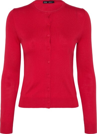 Mango Knitted Button Cardigan RED M Mango Knitted Button Cardigan RED M