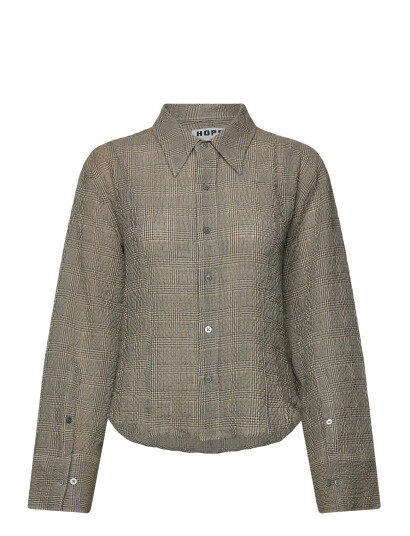 Hope Shape Shirt Crinkled Grey Check-38 - Grey - 38 Hope Shape Shirt Crinkled Grey Check-38 - Grey - 38