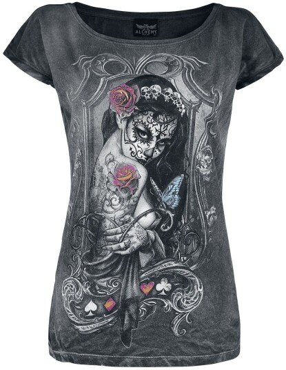 Alchemy England Goth T-skjorte Widow's Weed S til XXL Damer koksgrå Alchemy England Goth T-skjorte Widow's Weed S til XXL Damer koksgrå