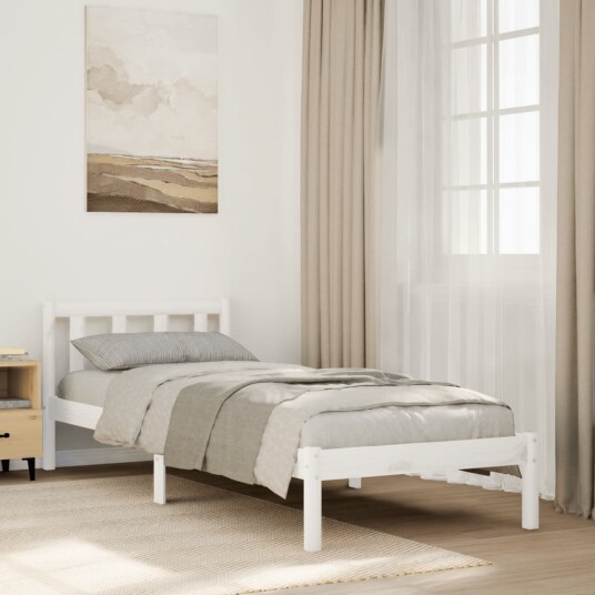  Ekstra lang sengeramme uten madrass hvit 90x220 cm heltre furu