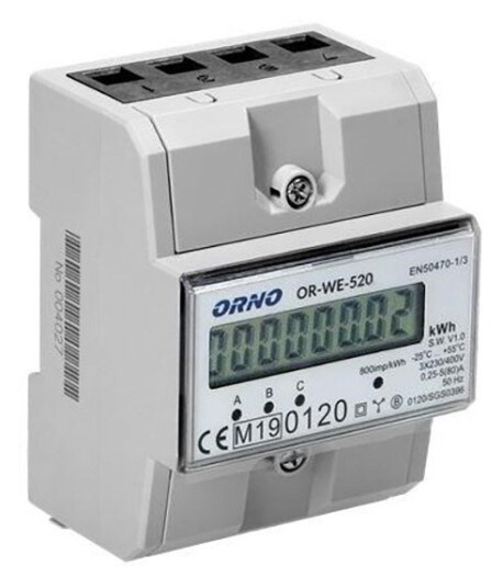Orno WE520 3 fase energimÄler 80A MID Orno WE520 3 fase energimÄler 80A MID