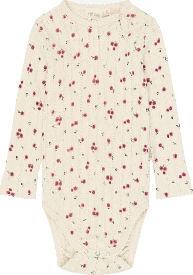Petit Piao Ppgracie L_S Pointelle Body   EGGNOG ROSEHIP AOP   62