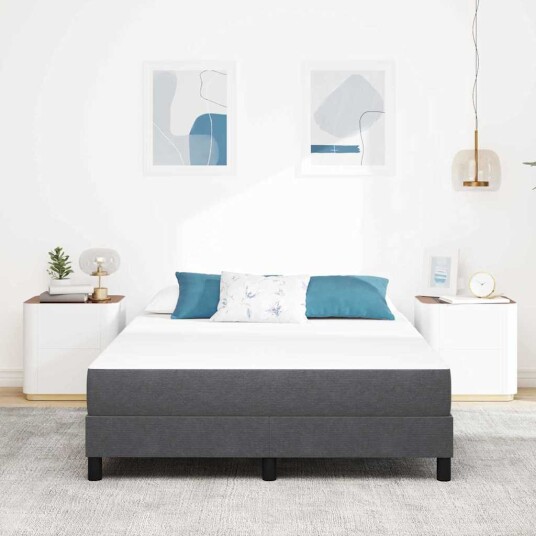 Sengemadrass med madrass Grå 140 x 200 cm stoff