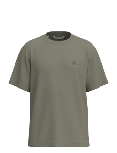 Selected Slhreg Ripley Ss Emb Tee Ex Khaki green S