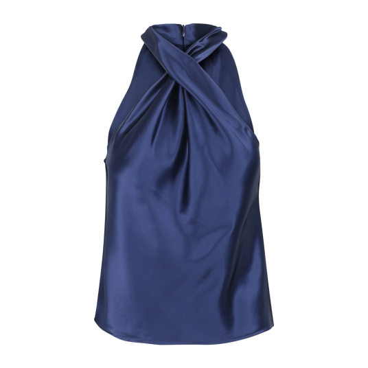 Angel Top Dark Navy S Satin twisted neck top Angel Top Dark Navy S Satin twisted neck top