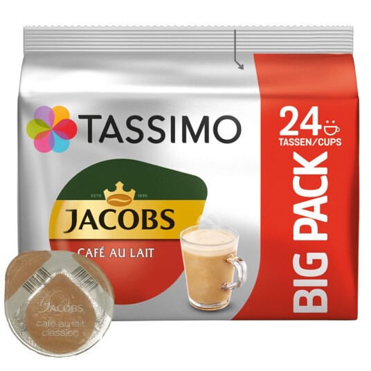 Tassimo Jacobs Café Au Lait til Tassimo. 24 kapsler Tassimo Jacobs Café Au Lait til Tassimo. 24 kapsler