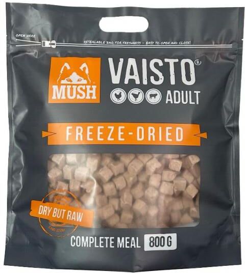 Mush Vainu Frysetørket Hundefôr Kylling, Kalkun og Lam 800g