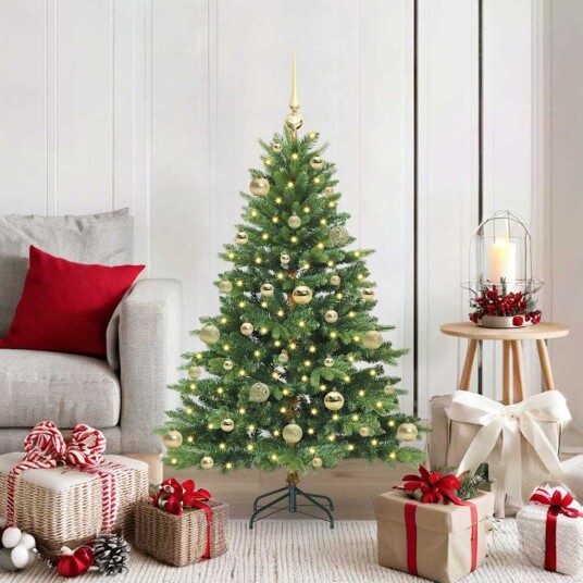 Kunstig juletre med 150 LED med stativ grønn 120 cm PE og PVC