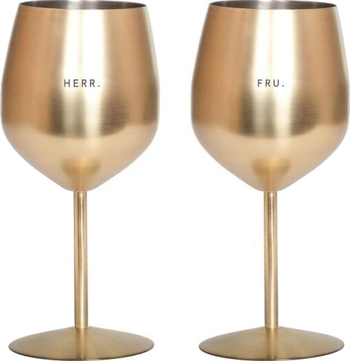 Pictureit   Vinglass stål HERR & FRU 45 cl 2 stk gull