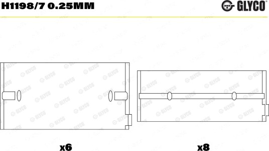 Veivaksellager GLYCO H1198/7 0.25mm