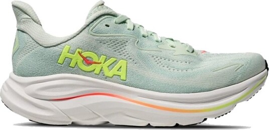 Hoka W Clifton 10 Wide Sea Glass/Neon Flame