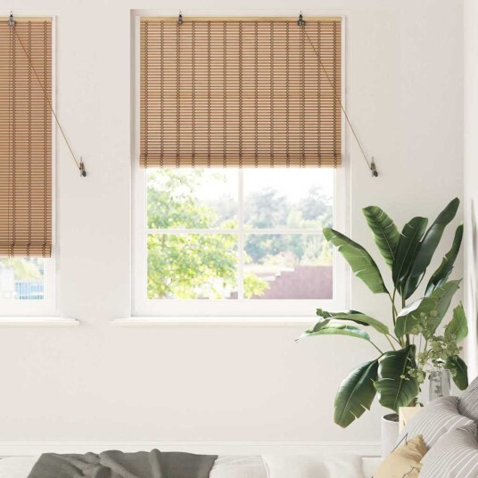 Rullegardin med gardiner Lys Brun 110 x 220 cm Bambus