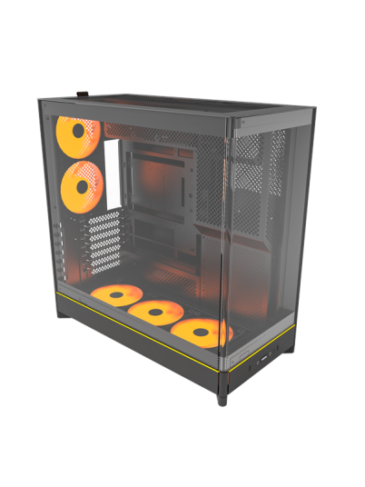 Montech HS02 PRO Midi Tower Kabinett med Herdet Glass og ARGB - Svart