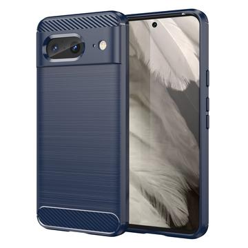Google Pixel 8 Børstet TPU Deksel Karbonfiber Blå