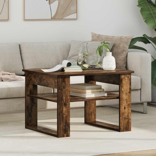 Kaffebord med lagring Røkt eik 64 x 54 x 44 cm Konstruert tre