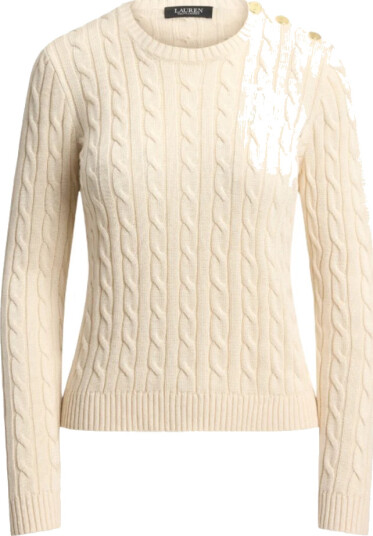 Lauren Ralph Lauren Topp Br Rayon Pltd Ctn Sweater Pullover Hvit