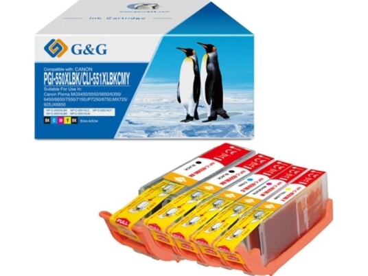 G&G G&G-Kompatibelt Blekk / Blekk Med Pgi-550Bk/Cli-551Bk/C/M/Y Cmyk 20,4 Ml + 10,2 Ml Ml Np-C-0550Bk/551Bk/C/M/Y For Canon Pixma Mg5450