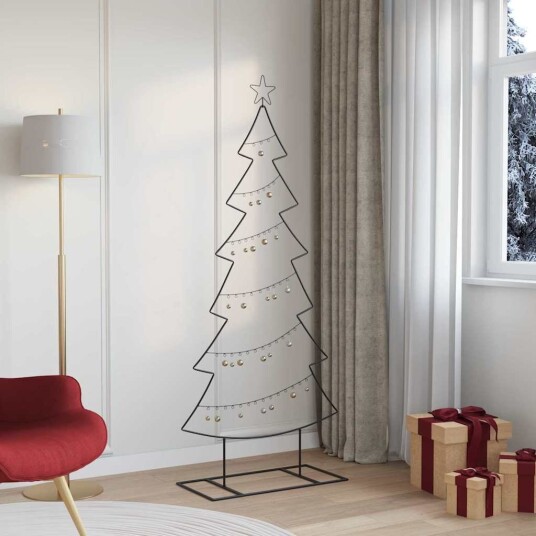 Metall juletre med stativ Svart 180 cm Stål Metall juletre med stativ Svart 180 cm Stål