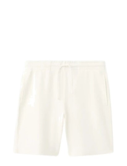 Mango Textured Cotton Bermuda Shorts With Drawstring Cream L Mango Textured Cotton Bermuda Shorts With Drawstring Cream L