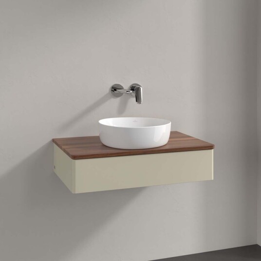 Villeroy & Boch Antao Servantskap med 1 skuff 80x50x19 cm u/lys Grå Matt/Valnøtt Villeroy & Boch Antao Servantskap med 1 skuff 80x50x19 cm u/lys Grå Matt/Valnøtt