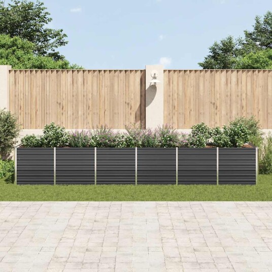 vidaXL Høybed galvanisert stål 480x80x77 cm antrasitt