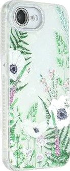 iPhone 16e/17e Spring Galvanisert IMD Hybrid-deksel med kamerabeskyttelse - Grønne blomster