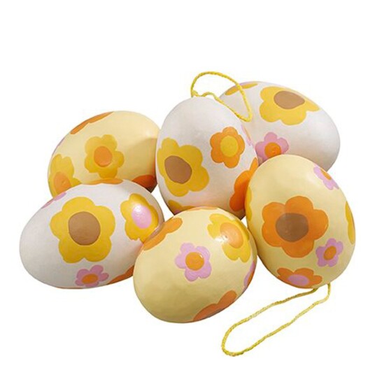 Cult Design  Flower Power dekoregg 6 cm 6 stk hvit/gul