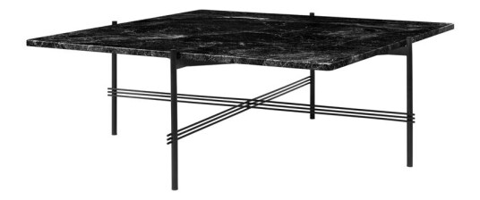Gubi TS Square salongbord black marquina marble, 105 x 105 cm, sort stativ