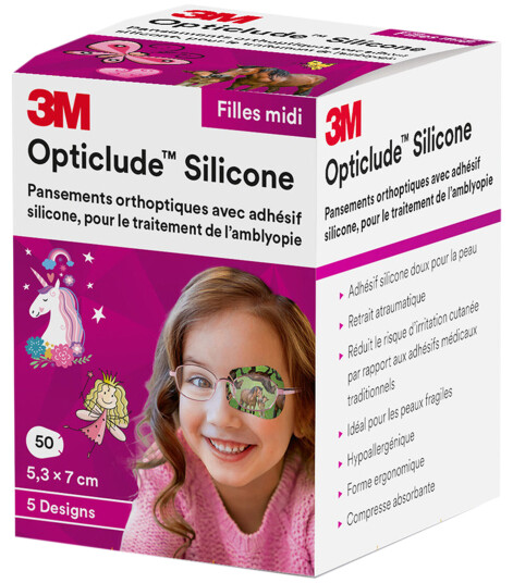 Opticlude Silicone øyelapp jente, Midi, 50 stk. Opticlude Silicone øyelapp jente, Midi, 50 stk.