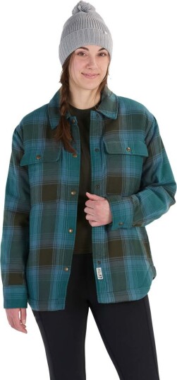 Marmot Women's Ridgefield Sherpa Flannel Shirt Jacket Dark Jungle M