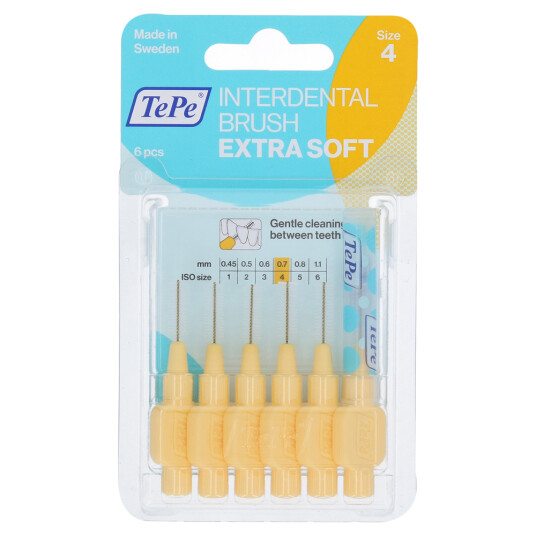 TePe Interspace børster Extra SOFT 0,7 mm. ISO 4 GUL 6 stk. TePe Interspace børster Extra SOFT 0,7 mm. ISO 4 GUL 6 stk.