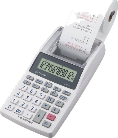 Sharp EL-1611V Desktop 12 Sifre Ac/Batteri Grå Hvit