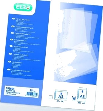 Plastlommer Elba A3 Pp 0,12Mm Højformat 25 Stk. Plastlommer Elba A3 Pp 0,12Mm Højformat 25 Stk.