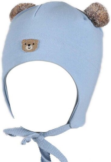 Kivat vårlue til barn med bamse Babyblå 3 mnd