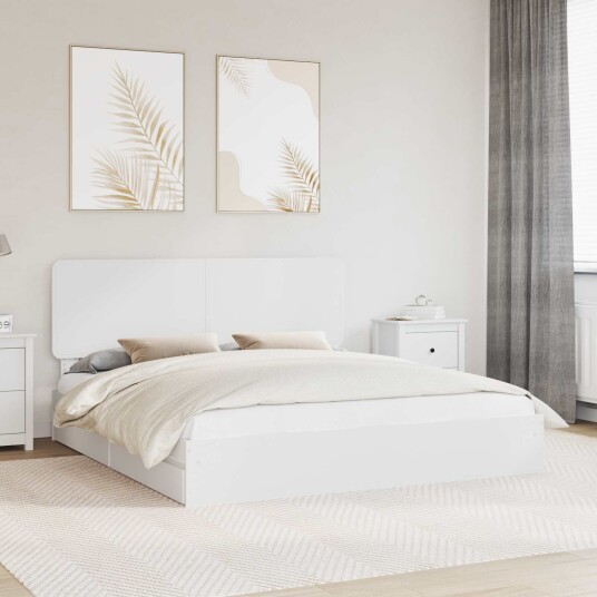  Seng med Oppbevaring med skuff Hvit 180 x 200 cm Konstruert tre