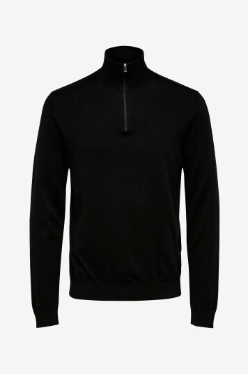 Selected HOMME - Pologenser slhBerg Half Zip Cardigan - Svart Selected HOMME - Pologenser slhBerg Half Zip Cardigan - Svart