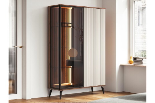 Akinari Vitrineskap 103x162 cm   Brun / Beige