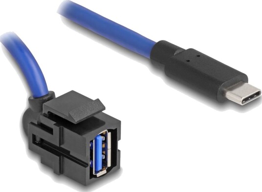 Delock Usb-Kabel 24 Pin Usb-C Hann Rett Til Usb-Type A Hunn Angled Keystone Usb 3.0 50 Cm Svart