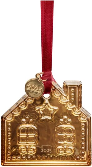 Orrefors Årlig julepynt julhenge Pepperkakehus 2025 21 K gold